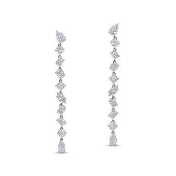 18K White Gold Diamond Dangle Earring - F21975