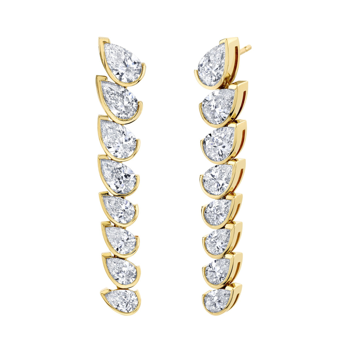 Norman Silverman 18K Yellow Gold D=4.00 Pear Shape Dangle Earrings G/H VS2 - F22026