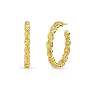 Oval Cut Yellow Diamond Hoop Earrings thumbnail