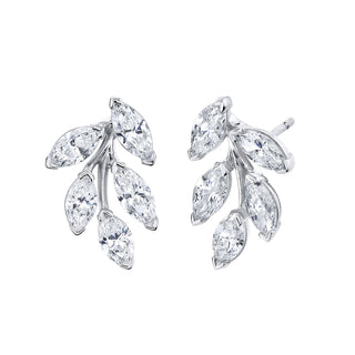 18K White Gold Leaf Diamond Earrings - F22481 thumbnail