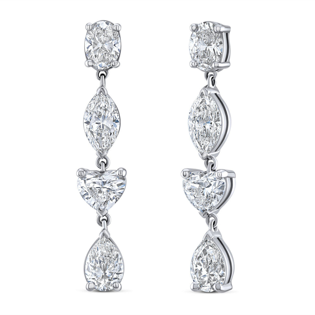 18K White Gold Fancy Shape Diamond Drop Earrings - F22529