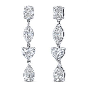 18K White Gold Fancy Shape Diamond Drop Earrings - F22529