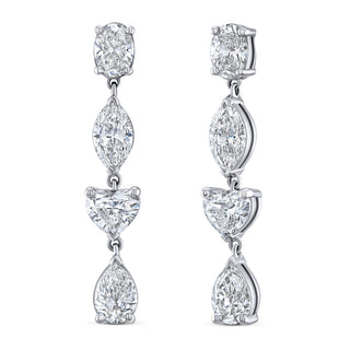 18K White Gold Fancy Shape Diamond Drop Earrings - F22529 thumbnail