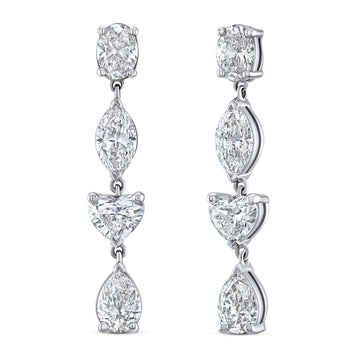 18K White Gold Fancy Shape Diamond Drop Earrings - F22529