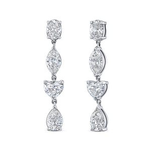 18K White Gold Fancy Shape Diamond Drop Earrings
