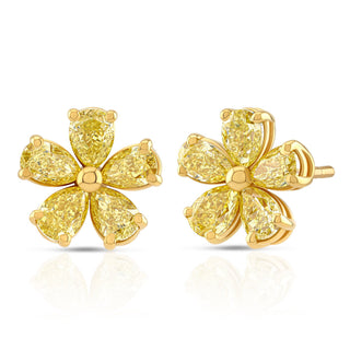 18K Yellow Gold Yellow Diamond Flower Earrings - F22683 thumbnail