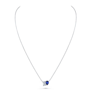Norman Silverman 18K White Gold Blue Sapphire&Diamond Pendant 16.5" Pear Shape/Blue Sapphire=1.01 Emerald Cut/Diamond=1.01 H/Vvs2 - F22919
