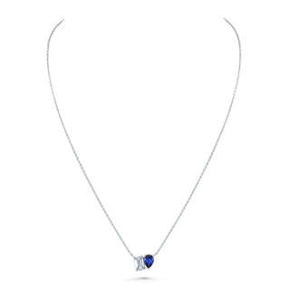 Norman Silverman 18K White Gold Blue Sapphire&Diamond Pendant 16.5" Pear Shape/Blue Sapphire=1.01 Emerald Cut/Diamond=1.01 H/Vvs2 - F22919 thumbnail