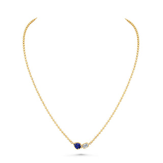 Norman Silverman 18K Yellow Gold 2-Station Blue Sapphire&Diamond Pendant 16.5" Pear Shape/Blue Sapphire=.89 Emerald Cut/Diamond=.39 H/VS2 - F22998 thumbnail