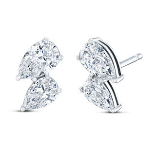 Norman Silverman 18K White Gold Double Pear Diamond Stud Earrings D=1.63 G-H/VS - F23232 thumbnail