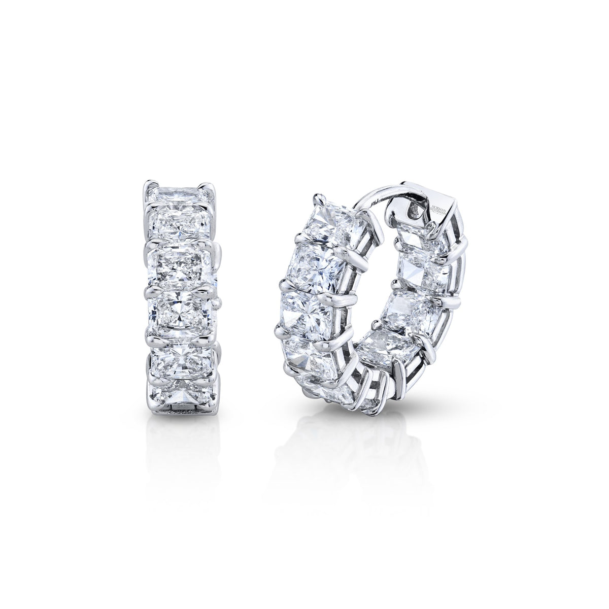 Norman Silverman 18K White Gold Radiant Cut D=4.87 Hoops Earrings - F23253