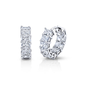 Norman Silverman 18K White Gold Radiant Cut D=4.87 Hoops Earrings - F23253