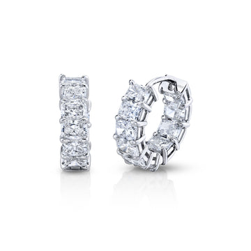 Norman Silverman 18K White Gold Radiant Cut D=4.87 Hoops Earrings - F23253
