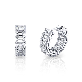 Norman Silverman 18K White Gold Ew Emerald Cut=3.22 G-H/Vvs1-VS2 Hoops - F23264 thumbnail