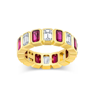 Norman Silverman 18K White Gold Alternating Emerald Cut Ruby=2.84 D=2.70 Band - F23344 thumbnail
