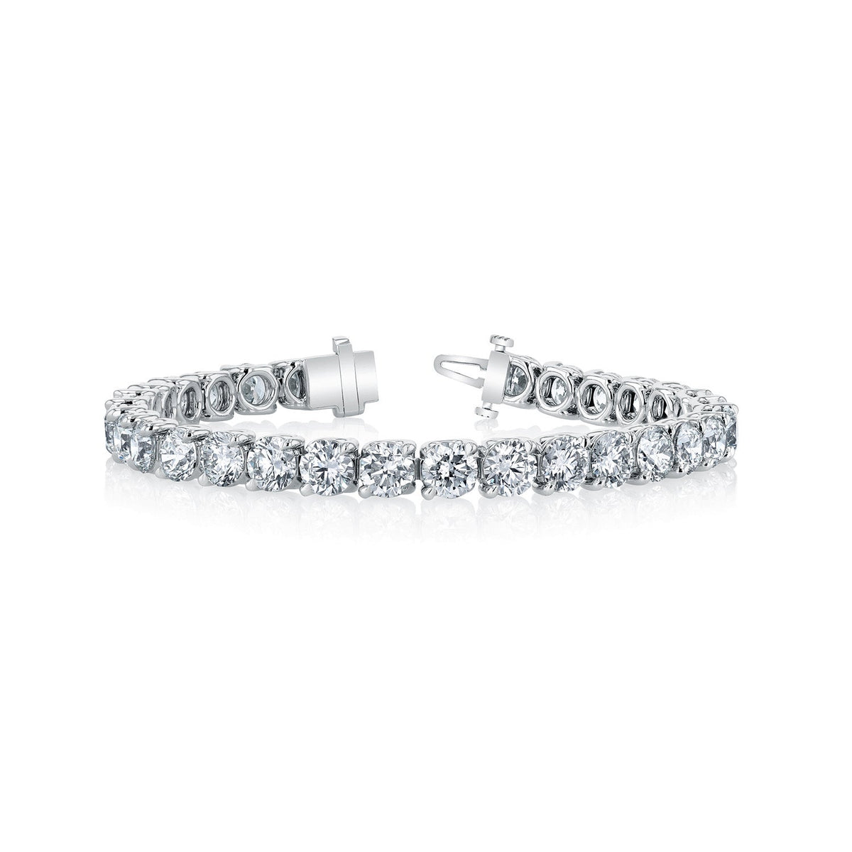 18K White Gold 7" Round Diamond Tennis Bracelet, 5.75ct G-H, SI1-SI2