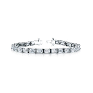 18K White Gold 7" East West Emerald-Cut Diamond Tennis Bracelet, 5.5ct G-H, VS thumbnail