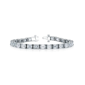 Platinum 7" East West Emerald-Cut Diamond Tennis Bracelet, 9.5ct G-H, VS