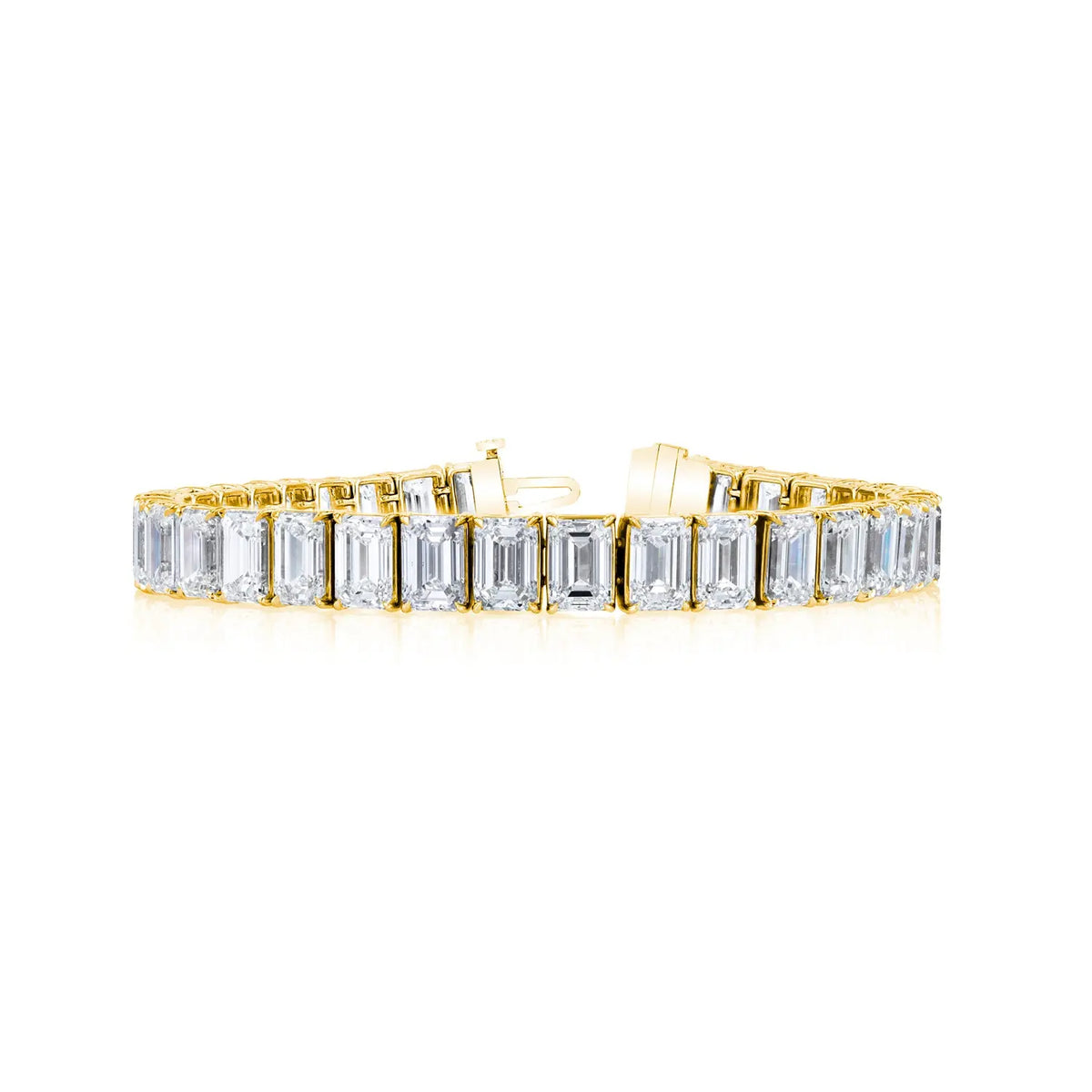 18K Yellow Gold 7" North South Emerald-Cut Diamond Tennis Bracelet, 11.8ct G-H, VS