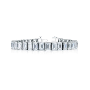 18K White Gold 7" North South Emerald-Cut Diamond Tennis Bracelet, 15.5ct G-H, VS