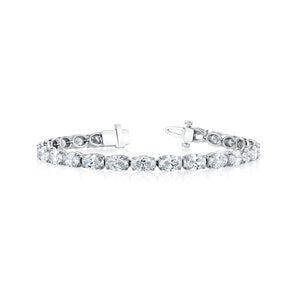 18K White Gold 7" East West Oval-Cut Diamond Tennis Bracelet, 5ct G-H, SI1-SI2