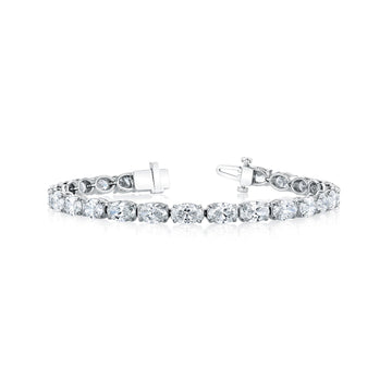 18K White Gold 7" East West Oval-Cut Diamond Tennis Bracelet, 5ct G-H, SI1-SI2