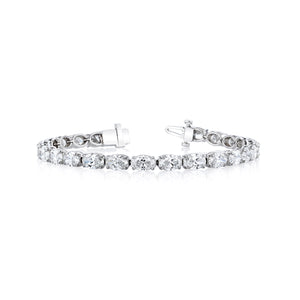 18K White Gold 7" East West Oval-Cut Diamond Tennis Bracelet, 7.4ct G-H, SI1-SI2