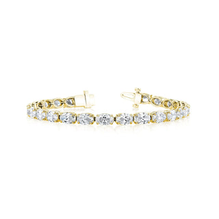 18K Yellow Gold 7" East West Oval-Cut Diamond Tennis Bracelet, 8.5ct G-H, VS thumbnail