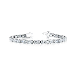 18K White Gold 7" East West Oval-Cut Diamond Tennis Bracelet, 10.25ct G-H, SI1-SI2 thumbnail