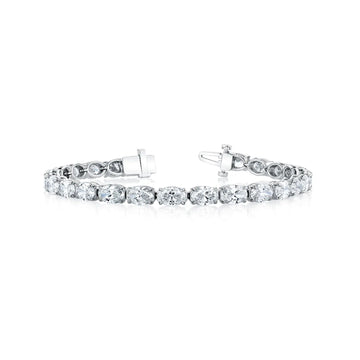 18K White Gold 7" East West Oval-Cut Diamond Tennis Bracelet, 10.25ct G-H, SI1-SI2