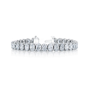 18K White Gold 7" North South Oval-Cut Diamond Tennis Bracelet, 6.4ct G-H, SI1-SI2