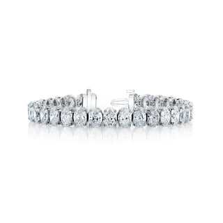 18K White Gold 7" North South Oval-Cut Diamond Tennis Bracelet, 9.8ct G-H, VS thumbnail
