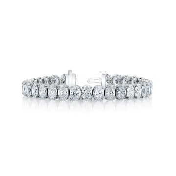 18K White Gold 7" North South Oval-Cut Diamond Tennis Bracelet, 9.8ct G-H, VS