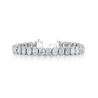 18K White Gold 7" North South Oval-Cut Diamond Tennis Bracelet, 12.25ct G-H, VS thumbnail