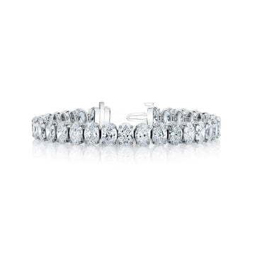 18K White Gold 7" North South Oval-Cut Diamond Tennis Bracelet, 12.25ct G-H, VS