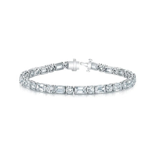 Platinum 7" Emerald-Cut and Round Diamond Tennis Bracelet, 7ct G-H, VS thumbnail