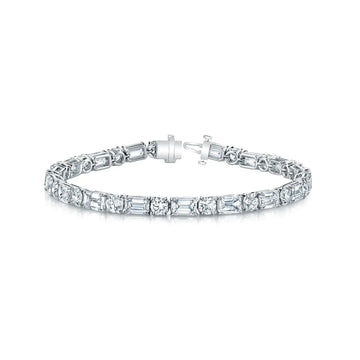 18K White Gold 7" Emerald-Cut and Round Diamond Tennis Bracelet, 7ct G-H, SI1-SI2