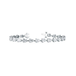 18K White Gold 7" Pear Shaped Diamond Tennis Bracelet, 7.8ct G-H, VS thumbnail