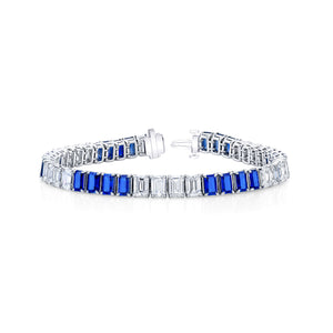 Platinum Diamond and Sapphire Bracelet - FB058AP