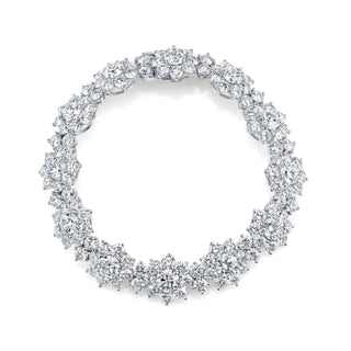 18K White Gold 7" North South Emerald-Cut Diamond and Cushion-Cut Sapphire Tennis Braclet, 18.2 G-H, SI1-SI2 thumbnail