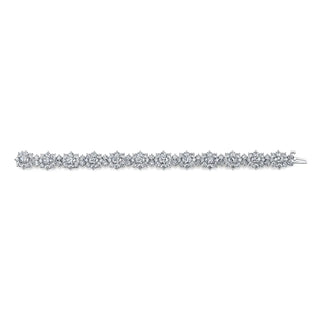 18K White Gold 7" North South Emerald-Cut Diamond and Cushion-Cut Sapphire Tennis Braclet, 18.2 G-H, SI1-SI2 thumbnail