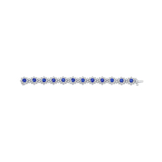 18K White Gold 7" North South Emerald-Cut Diamond and Cushion-Cut Sapphire Tennis Braclet, 20.15 G-H, SI1-SI2 thumbnail