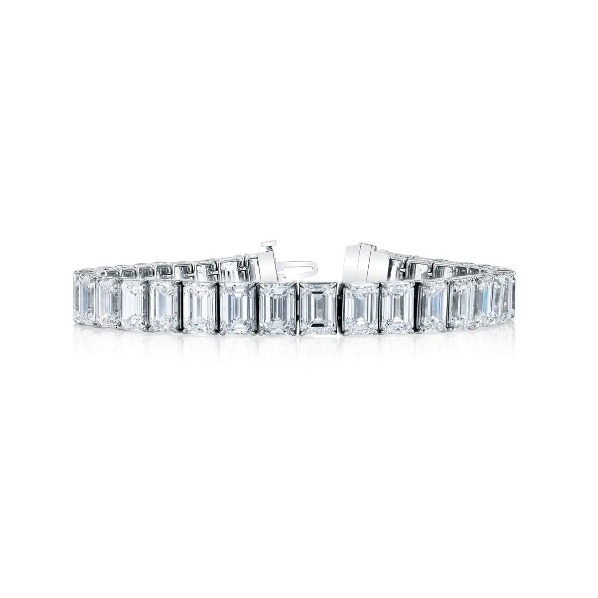 18K White Gold 7" North South Emerald-Cut Diamond Tennis Bracelet, 9.75ct G-H, VS