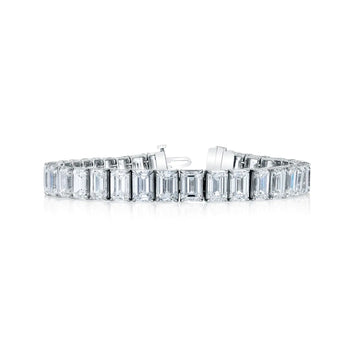 18K White Gold 7" North South Emerald-Cut Diamond Tennis Bracelet, 9.75ct G-H, VS