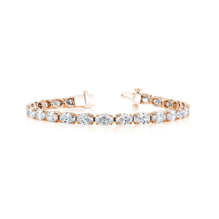 18K Rose Gold 7" East West Oval-Cut Diamond Tennis Bracelet, 6.45ct G-H, VS thumbnail