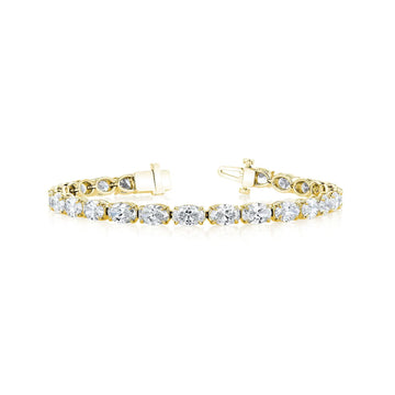 18K Yellow Gold 7" East West Oval-Cut Diamond Tennis Bracelet, 6.45ct G-H, SI1-SI2