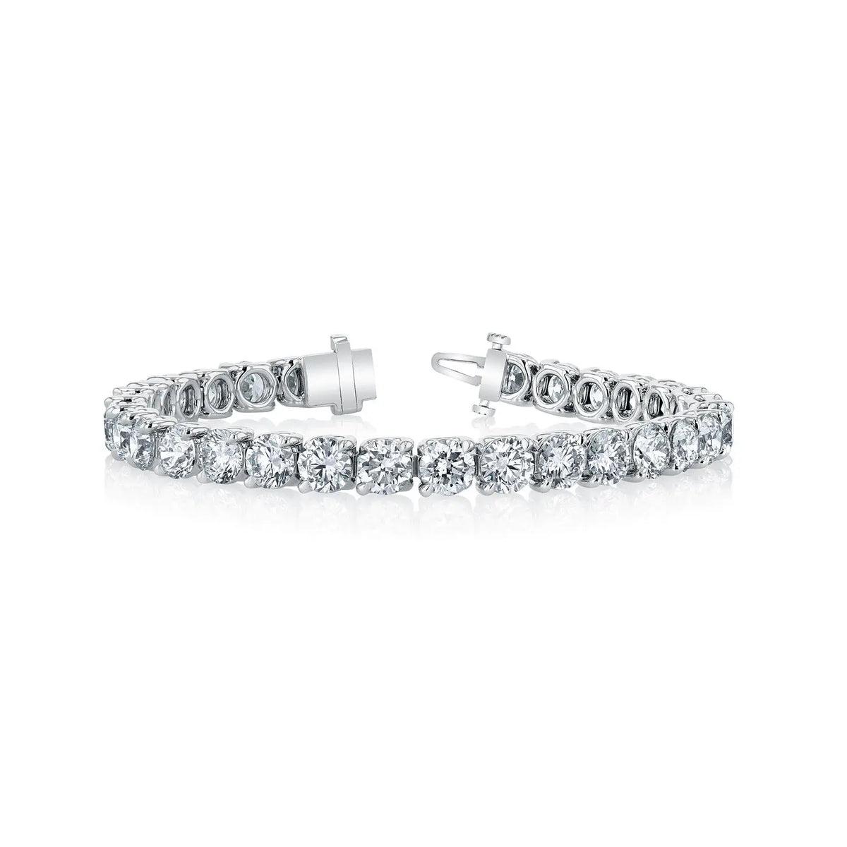 18K White Gold 7" Round Diamond Tennis Bracelet, 16.5ct G-H, SI1-SI2
