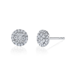 14K White Gold Diamond Halo Stud Earrings - FE210B4