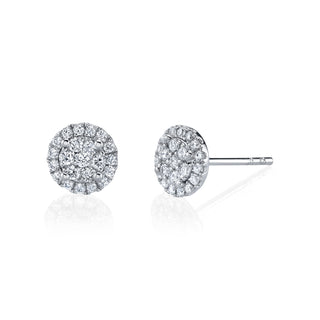 14K White Gold Diamond Halo Stud Earrings - FE210B4 thumbnail