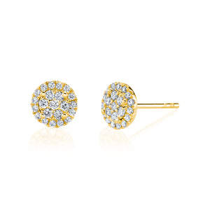 14K Yellow Gold Diamond Halo Stud Earrings - FE210B4Y